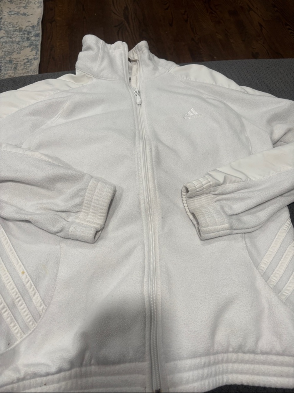 ⭐️2/$10 - adidas White Zip-Up Fleece Jacket